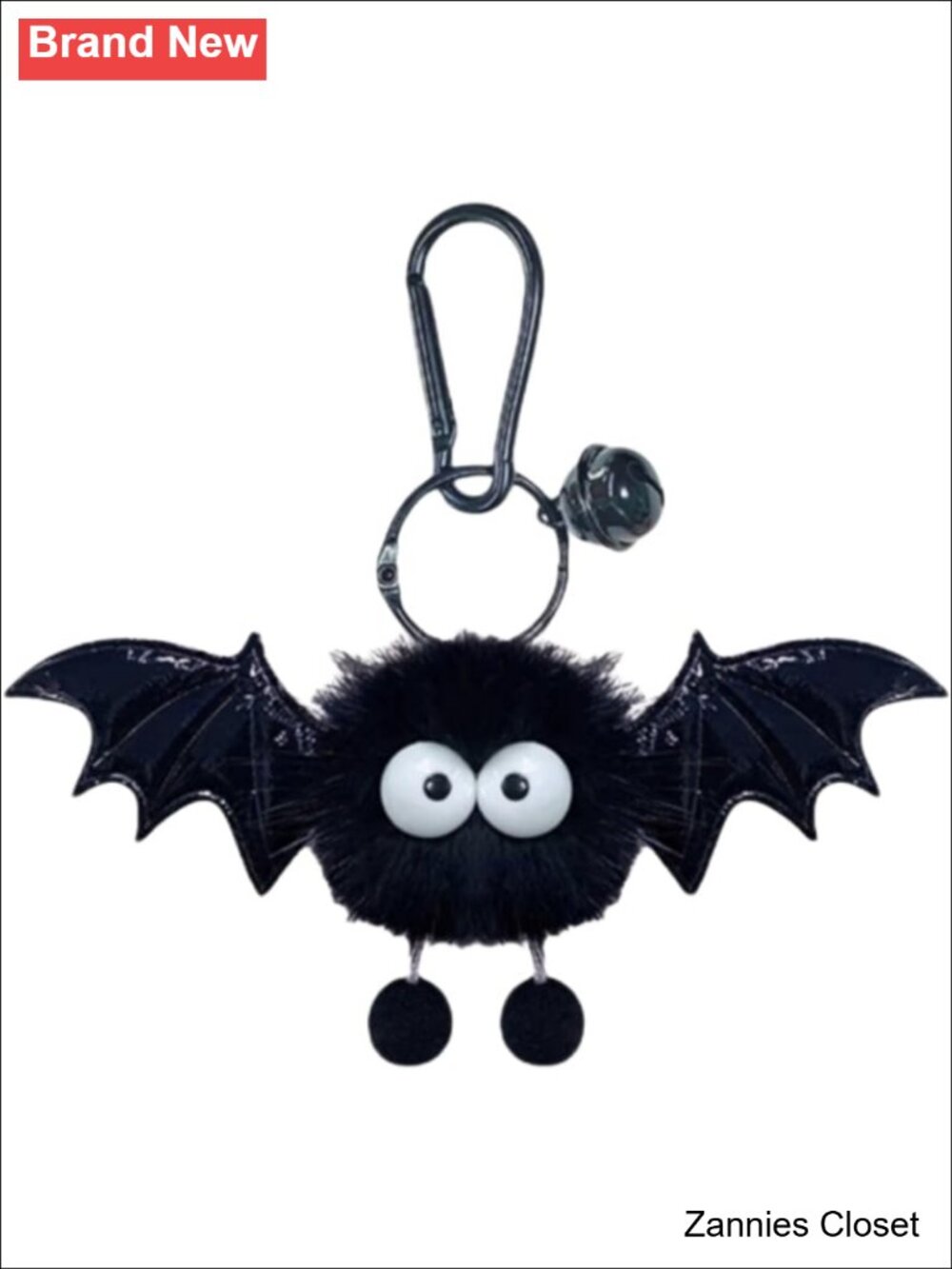 👻 Plush Bat Keychain with Genuine Mink Fur & Metal Clip